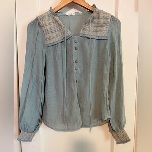 By the River Women's vintage Light Sage Button-Up Top